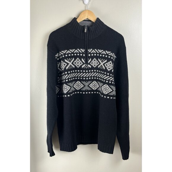 Vtg 90’s Eddie Bauer Men’s Lg Tall Lambswool Quarter-zip Pullover Knit Sweater - Picture 1 of 9